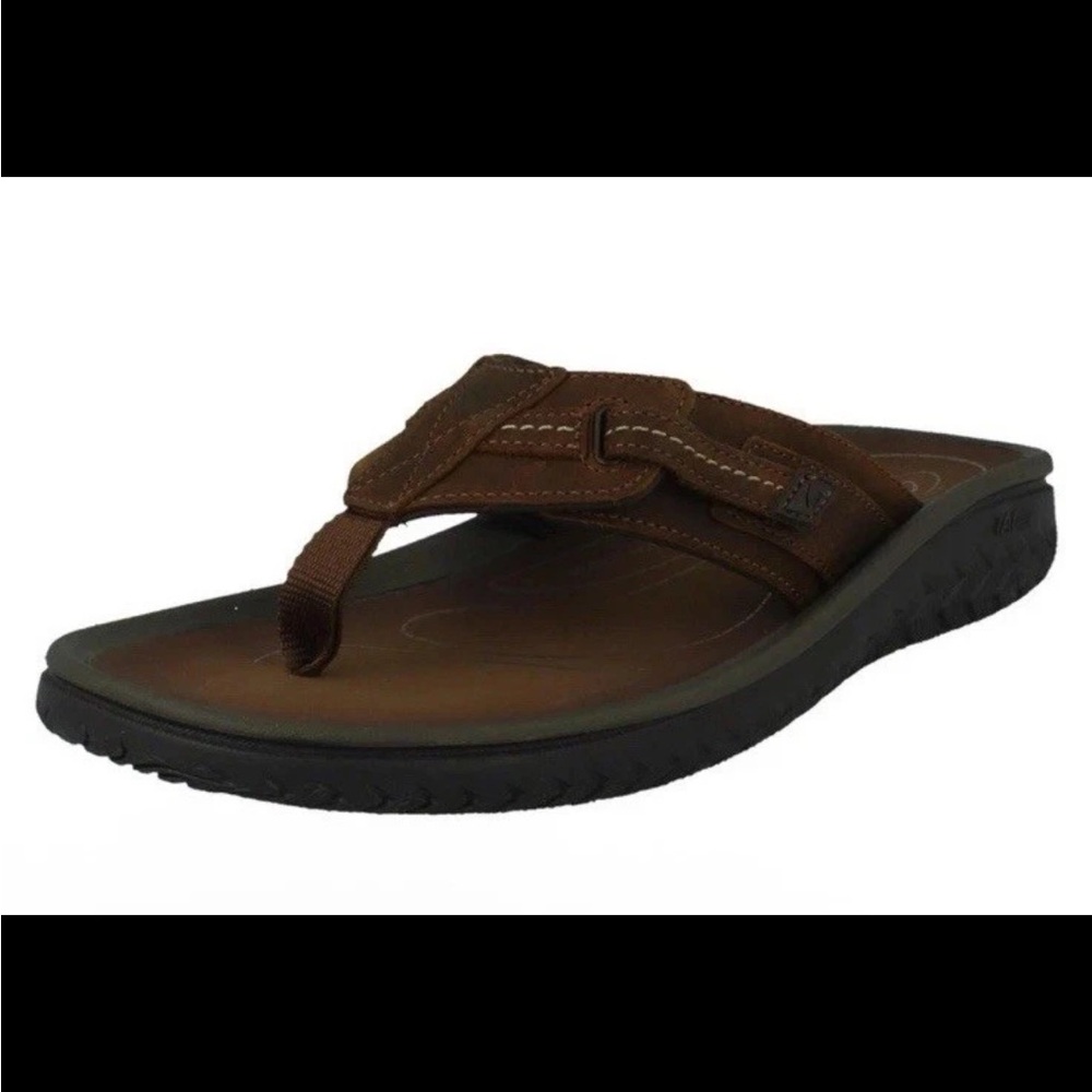 Sandales En Cuir À Tige Clarks Collection  'Wesley Sun'  Size 13 Brown